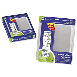 Bismark Pack de 4+1 Forralibros Ajustable 28x55cm - Ideal para Uso Escolar - Transparente