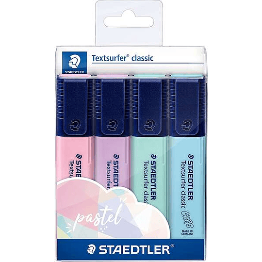 Staedtler Textsurfer Classic 364 Pack de 4 Marcadores Fluorescentes - Secado Rapido - Trazo 1 - 5mm Aprox - Colores Surtidos