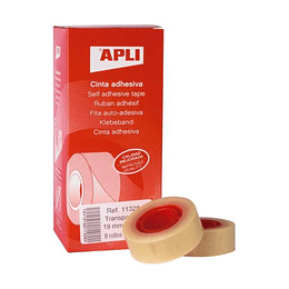 Apli Pack de 8 Cintas Adhesivas Transparente 19 mm x 33 m