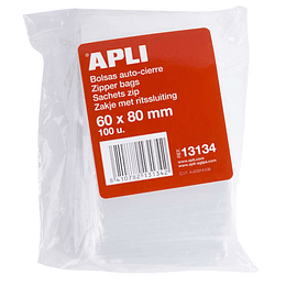 Apli Bolsas Zip Auto Cierre Transparentes 60x80mm - Material LDPE - Cierre Seguro y Facil Manipulacion - Uso Alimenticio - Ideal para Alimentos y Obje