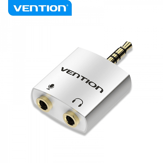 Vention Adaptador Audio Jack 3.5 Macho a 2x Jack 3.5 Hembra - Color Blanco