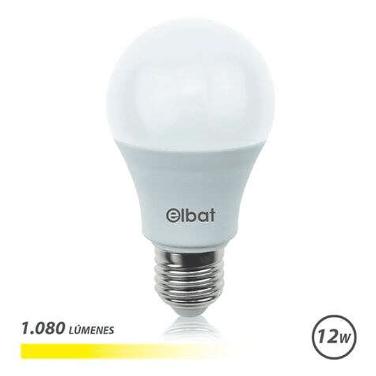 Elbat Bombilla LED A60 - 12W - 1080LM - E27 - Luz Calida - Color Blanco Calido