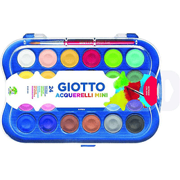 Giotto Pack de 24 Acuarelas Mini 23mm. - Colores Luminosos - Evita la Dispersion del Agua