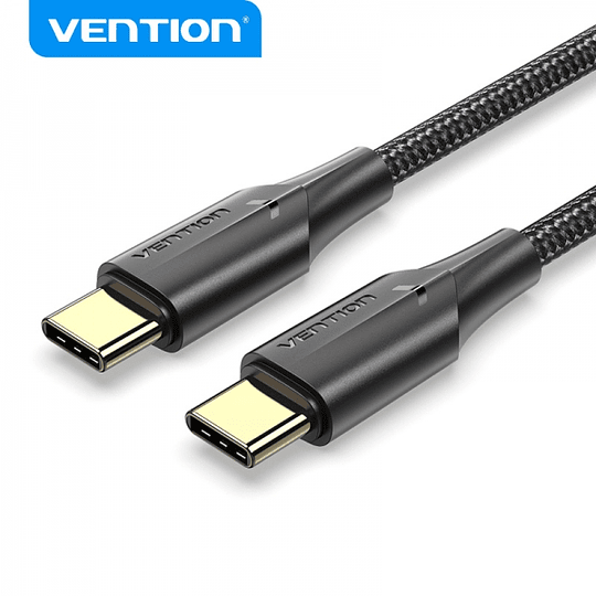 Vention Cable USB-C Macho a USB-C Macho 3A 60W LED - 3m Algodon Trenzado Negro