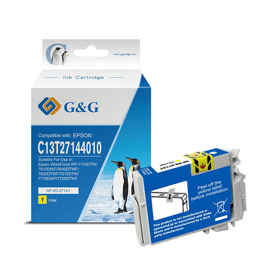 G&G Epson T2714/T2704 (27XL) Amarillo Cartucho de Tinta Generico - Reemplaza C13T27144012/C13T27044012