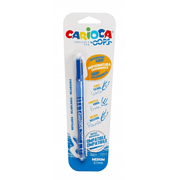 Carioca Oops Blister Boligrafo Borrable - Termo Sensible - Empuñadura Ergonomica Triangular - Punta de 0.7mm - Doble Goma - Recambios Compatibles - Co