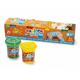 Pack Carioca Baby Do Pasta de Modelar +1 4X150ml - Super Ligera - Elastica y Maleable - Ideal para Primeras Experiencias Tactiles - Se Seca al Aire - 