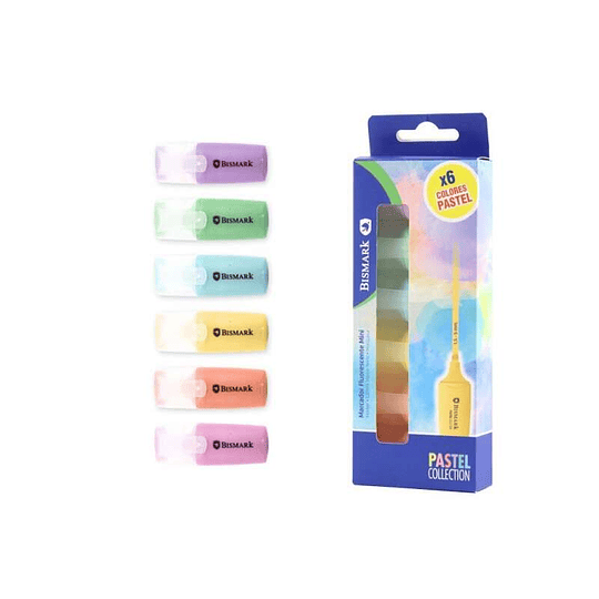 Bismark Pack de 6 Mini Marcadores Fluorescentes Pastel - Punta Fina - Tinta de Secado Rapido - Ideal para Subrayar y Resaltar - Colores Surtidos