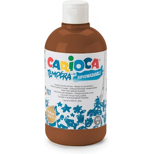 Carioca Botella Tempera 500ml - Colores Superlavables - Faciles de Mezclar - Aplicable en Materiales Porosos - Alta Opacidad - Color Marron