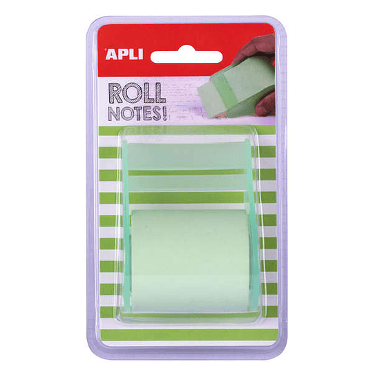 Apli Rollo Dispensador de Nota Adhesiva 50mm x 8m - Facil de Usar - Adhesivo de Calidad - Practico y Portatil - Verde Pastel