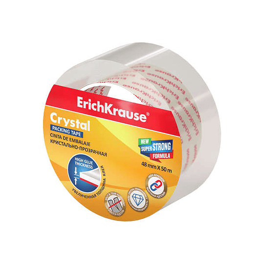 Erichkrause Cinta Precinto Crystal 48mmx50m - Resistente y Duradera - Transparente