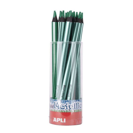 Apli Jumbo Metallic Lapiz Triangular de Color - 5mm de Grosor - Ideal para Mejor Sujecion - Mayor Cobertura en un Solo Trazo - Color Verde Metalizado