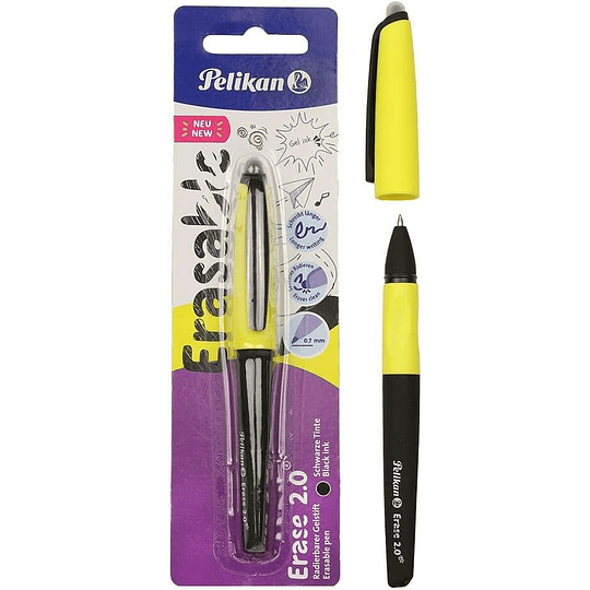 Pelikan Roller Erase 2.0 Boligrafo - Empuñadura Ergonomica Antifatiga - Duracion Larga de la Tinta - Cuerpo del Mismo Color de Escritura - Color Negro