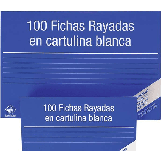 Mariola Pack de 100 Fichas Rayadas Nº1 para Fichero - Medidas 95x65mm - Color Blanco