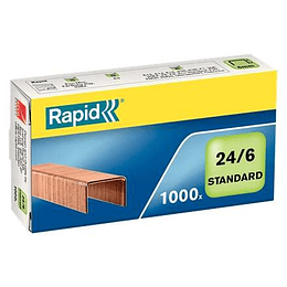 Rapid Confort Caja de 1000 Grapas 24/6 - Hasta 20 Hojas - Alambre Flexible Cobreado - Patilla de 6mm