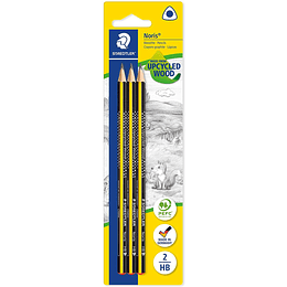 Staedtler Noris 183 Pack de 3 Lapices de Grafito Triangulares - Mina 2HB - Resistencia a la Rotura