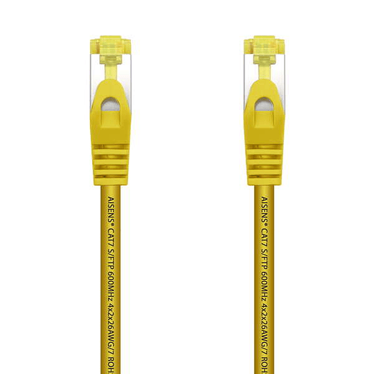 Aisens Cable de Red Latiguillo RJ45 LSZH Cat.7 600 MHz S/FTP PIMF AWG26 - 25cm - Color Amarillo