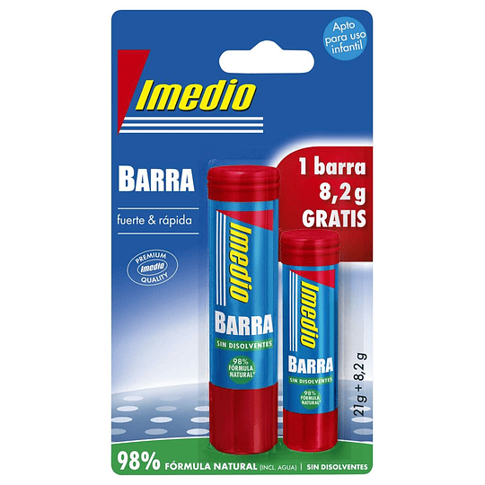 Imedio Pack de 2 Barras de Pegamento 1x 21grs + 1x 8.2grs - Sin Disolventes - Lavable - Apto para Uso Escolar