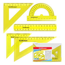 Erichkrause Conjunto de Geometria Pequeño - Regla de 15 cm - Escuadra de 7 cm/45º, 9 cm/45º, 13 cm/60º - Transportador de 180º/10 cm - Color Azul