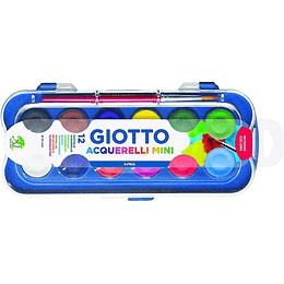 Giotto Pack de 12 Acuarelas Mini 23mm. - Colores Luminosos - Evita la Dispersion del Agua