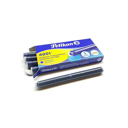 Pelikan 4001 GTP/5 Pack de 5 Cartuchos Largos - Tinta de Alta Calidad - Compatible con Plumas Estilograficas - Color Azul Real