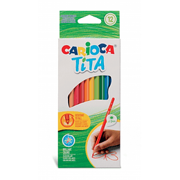 Carioca Tita Pack de 12 Lapices de Resina - Cuerpo Hexagonal - Escritura Blanda - Mina Segura y Super Resistente a las Caidas - Color Varios