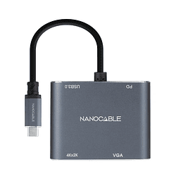 Nanocable Converosr USB-C a HDMI/VGA/USB3.0/PD