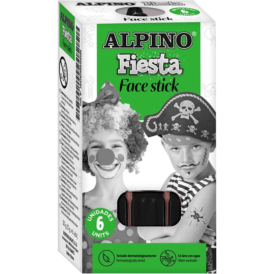 Alpino Fiesta Face Stick Pack con 6 Barritas de Pintura Facial - Sistema Retractil Giratorio - Se Lava con Agua - Testado Dermatologicamente - Color N