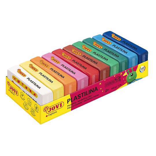 Jovi Pack de 10 Pastillas de Plastilina 50gr - 100% Vegetal - Muy Moldeable - No Se Seca - Colores Mezclables - Colores Surtidos