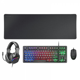 Mars Gaming MCP-RGB3 Combo Gaming 4en1 - Teclado TKL H-Mech LED FRGB - Raton Ultraligero RGB 3200 DPI - Auriculares Sonido Inmersivo - Alfombrilla XXL