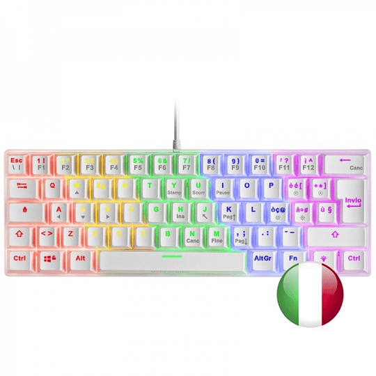 Mars Gaming MK60 Teclado Gaming Mecanico - Ultra-compacto 60% - Iluminacion RGB - Switches Antipolvo - Teclas Imborrables - Multiplataforma - Italiano