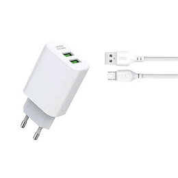 XO Pack Cargador de Corriente L85C 2.4A + Cable Micro USB - Color Blanco