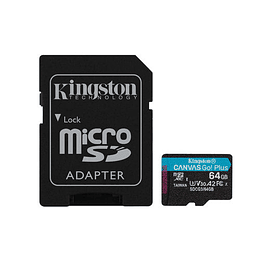 MICROSD KINGSTON 64GB CL10 UHS-I CANVAS GO PLUS + ADAPTADOR