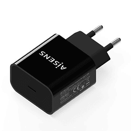 CARGADOR USB PARED AISENS 1PUERTOS USB-C PD3.0 20W NEGRO