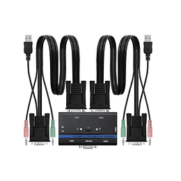 CONMUTADOR KVM VGA USB 1U-2PC + CABLE NANOCABLE