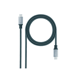 CABLE USB 3.1 GEN2 10Gbps 5A 4K/60Hz, USB-C/M USB-C/M 1.5 M GRIS/NEGRO NANOCABLE