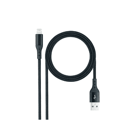 CABLE LIGHTNING A USB 2.0 1 M NEGRO MALLADO NANOCABLE