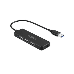 HUB 3 PUERTOS USB 2.0 + 1 PUERTO USB 3.0 NEGRO APPROX