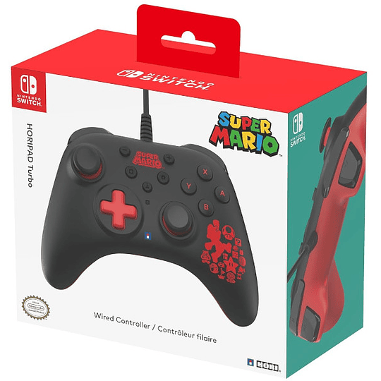 HORIPAD TURBO WIRED CONTROLLER SUPER MARIO BLACK/RED (NEGRO/ROJO) (SWITCH/OLED)/