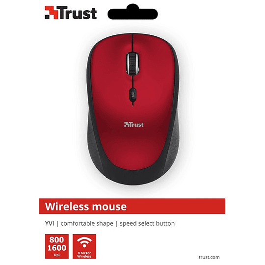 TRUST WIRELESS MOUSE YVI - GRANATE (SENSOR OPTICO DE 800 - 1.600 PPP REALES)/