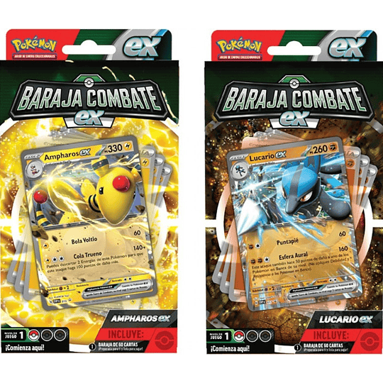 POKEMON JUEGO DE CARTAS.BARAJA COMBATE EX (LUCARIO EX / AMPHAROS EX)  (ESP)/PEGI 3