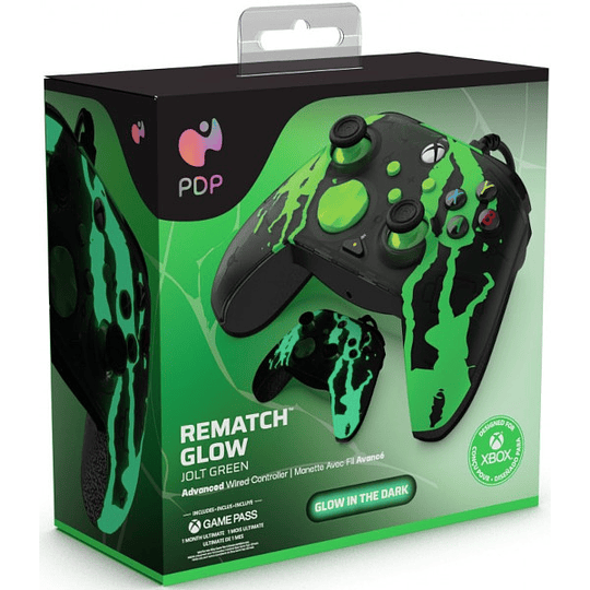 PDP WIRED CONTROLLER REMATCH GLOW JOLT GREEN (XBONE) (GLOW IN THE DARK)/