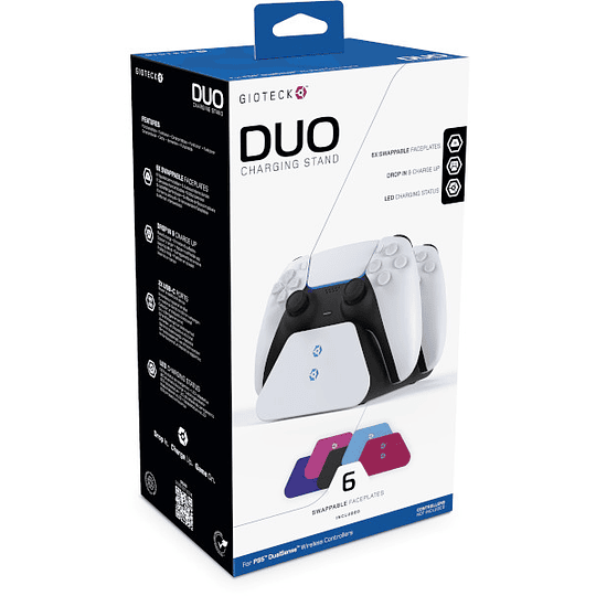 GIOTECK DUO CHARGING STAND + 6 CARCASAS DE COLOR INTERCAMBIABLES/