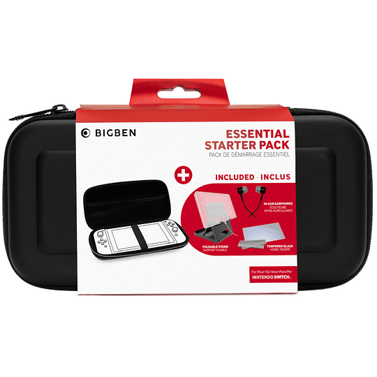 BIGBEN ESSENTIAL STARTER PACK NEGRO (FUNDA RIGIDA/PROTECTOR PANTALLA/AURICULARES/SOPORTE)/