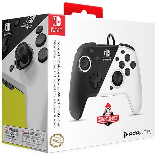 PDP FACEOFF DELUXE + AUDIO WIRED CONTROLLER BLACK/WHITE (NEGRO/BLANCO) (OLED)/