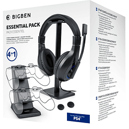 BIGBEN ESSENTIAL PACK 4 IN 1 BLACK (HEADSET/SOPORTE HEADSET/BASE DE CARGA PARA 2 MANDOS/2 GRIPS)/