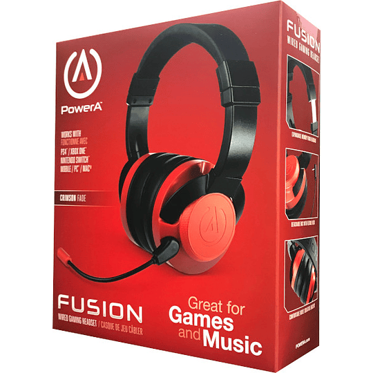 POWER A FUSION WIRED GAMING HEADSET CRIMSON FADE (PS4/XBONE/SWITCH/PC/MAC)/