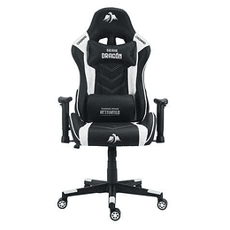 Cromad Serie Dragon Silla Gaming Premium - Altura Regulable con Piston de Gas Clase 2 - Reclinable hasta 180º - Cojines Lumbar y Cervical - Ruedas de 