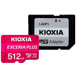 Kioxia Exceria Plus Tarjeta Micro SDXC 512GB UHS-I U3 V30 A1 Clase 10 con Adaptador