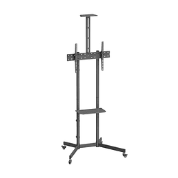 Aisens Soporte de Suelo ECO con Rueda - Bandeja para DVD y Soporte de Camara para Monitor/TV 45kg de 37-70 - Color Negro